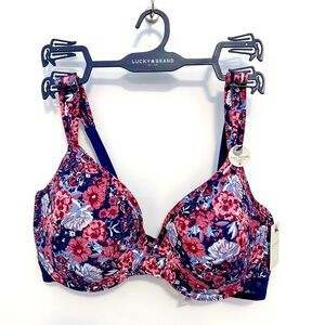Lucky Brand Blue Floral Full Coverage Cotton Bra